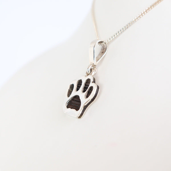 Silver Paw Pendant with Elephant Hair