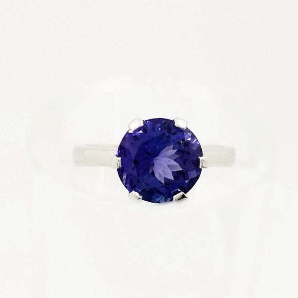 18 kt White Gold Tanzanite Ring, Protea Design - Cape Diamond Exchange