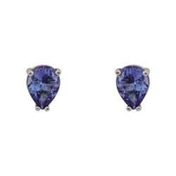Four Prong White Gold Pear Tanzanite Earrings - Cape Diamond Exchange