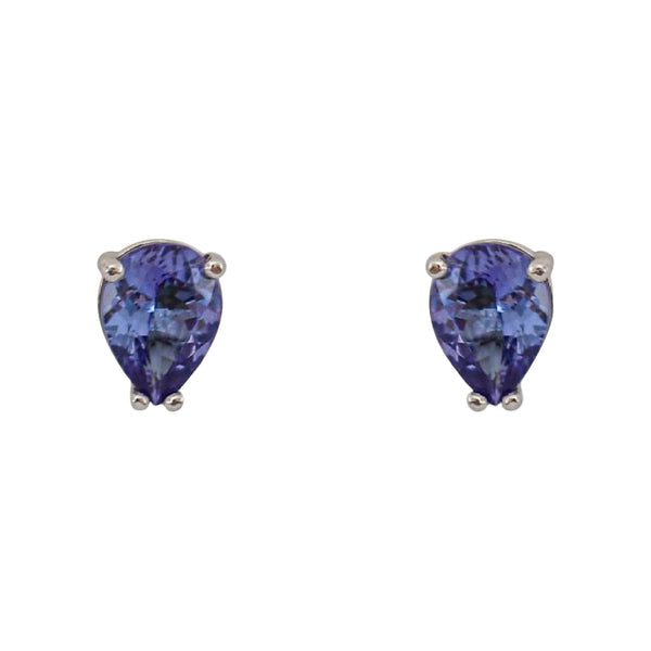 Four Prong White Gold Pear Tanzanite Earrings - Cape Diamond Exchange
