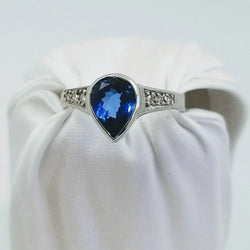 18 kt White Gold Pear shaped Tanzanite and Diamond ring - Cape Diamond Exchange