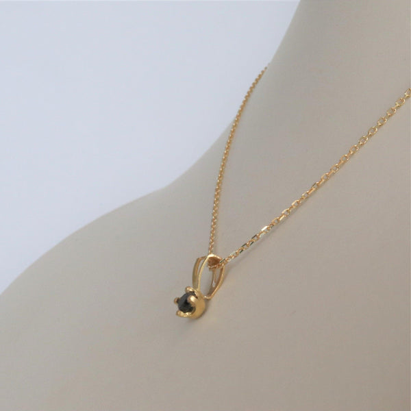 Black Diamond Set in Yellow Gold Pendant side view - cape diamond exchange