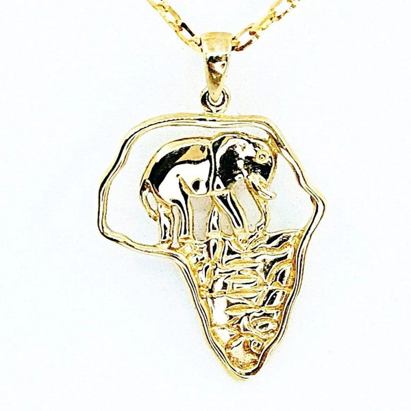 9Kt Yellow Gold Map of Africa Pendant. - Cape Diamond Exchange