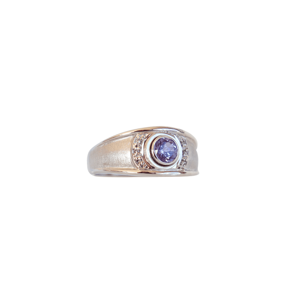 Satin Finish Tanzanite and Diamond Ring in 18 kt White Gold - Cape Diamond Exchange