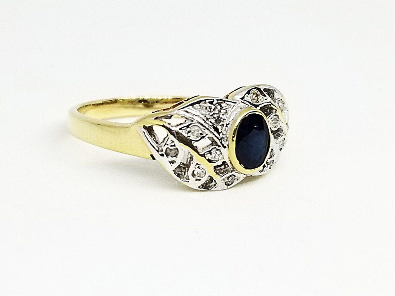 9 kt Yellow Gold Diamond and Sapphire Ring - Cape Diamond Exchange