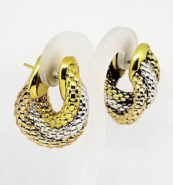 3 color 18 kt Gold Fope Link Earrings - Cape Diamond Exchange