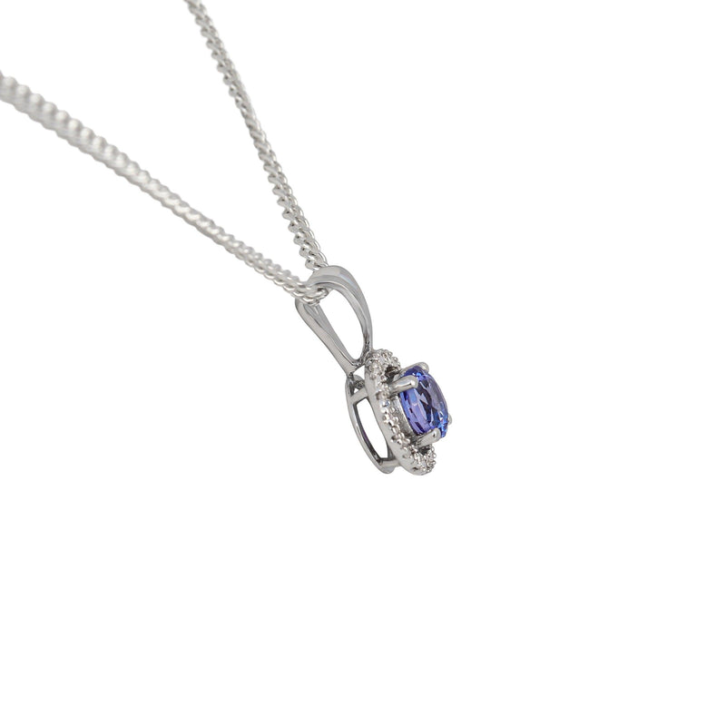 Halo Pendant with Tanzanite and Diamonds