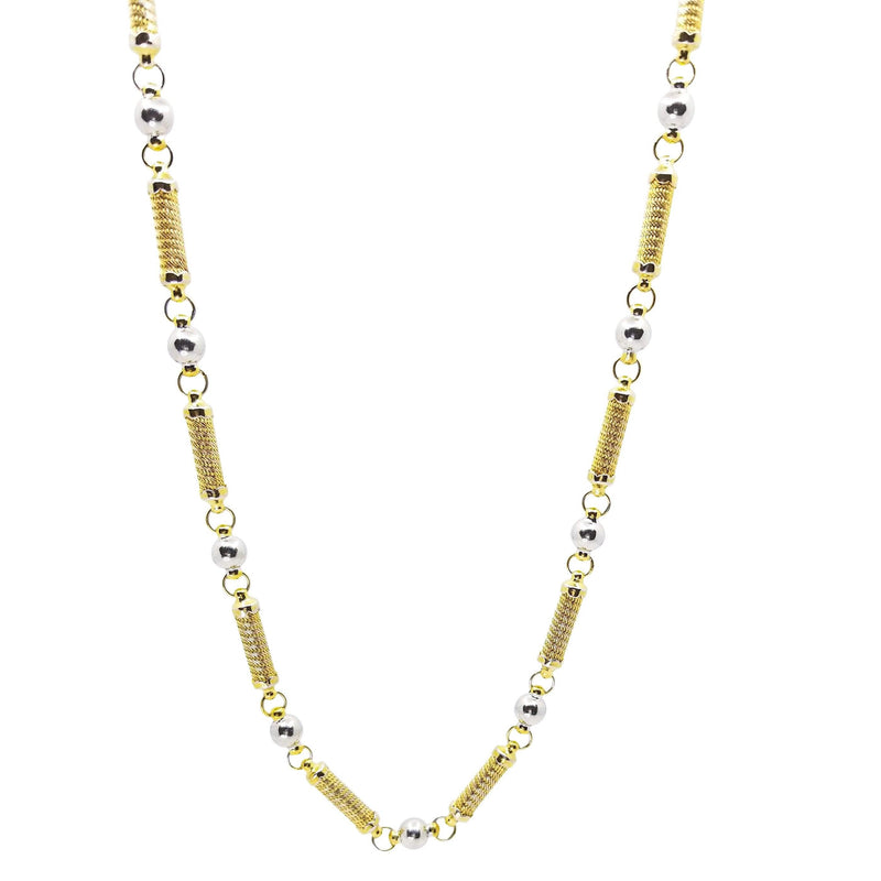 9 kt Yellow Cylinder and White Gold Balls Necklace - Cape Diamond Exchange
