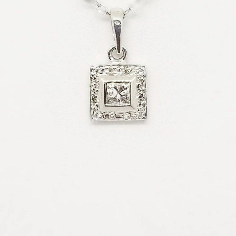 18 kt White Gold pendant with a Princess Cut diamond - Cape Diamond Exchange