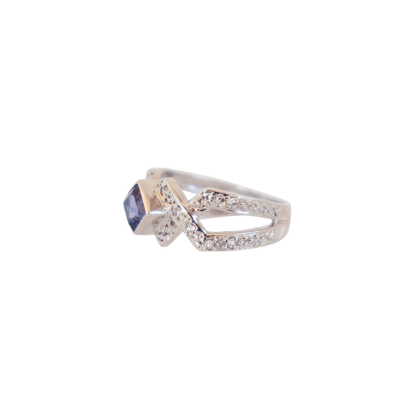 Split-band Ring with Tanzanite and Diamonds in a Criss-Cross Design - Cape Diamond Exchange