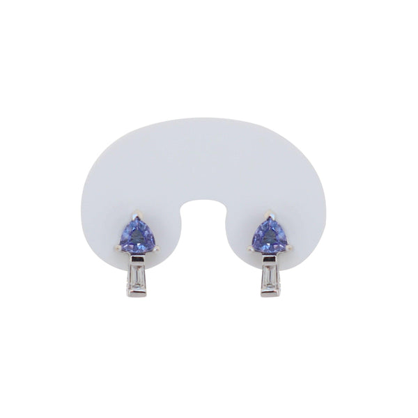 White Gold Trillion and Baguette Diamond Earrings - cape diamond exchange