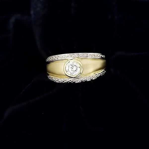 18 kt Yellow Gold Brush Finish Diamond Ring - Cape Diamond Exchange