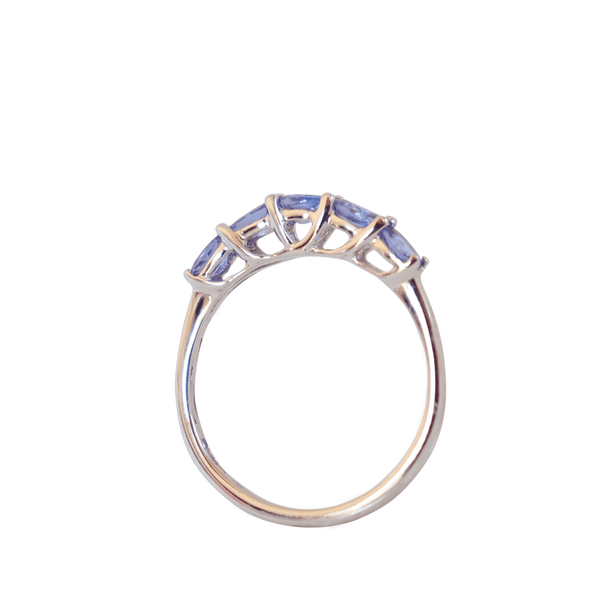 Half Eternity Ring set with Tanzanites in 9 kt White Gold - Cape Diamond Exchange