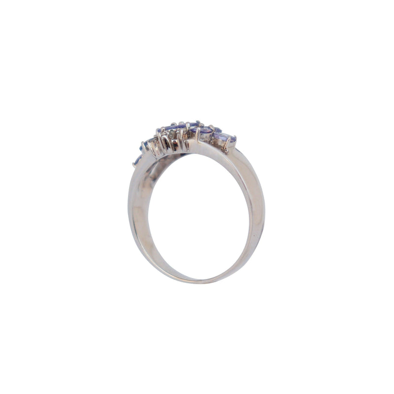 White Gold Cluster ring With Diamonds and Tanzanites - Cape Diamond Exchange