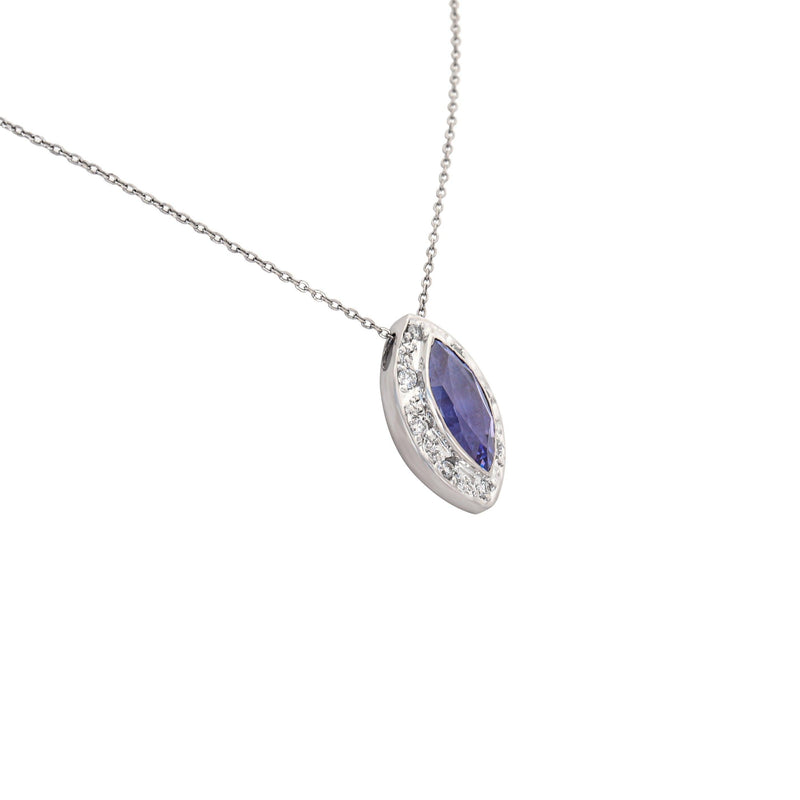 18 karat White Gold Marquise Tanzanite Pendant