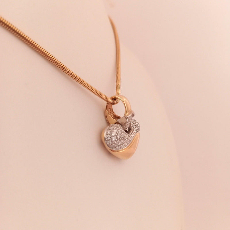 Yellow 18k gold and diamond heart pendant - Cape Diamond Exchange