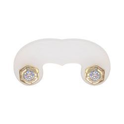 Diamond Hexagon Design Stud Earrings set in Yellow Gold