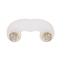 Diamond Hexagon Design Stud Earrings set in Yellow Gold