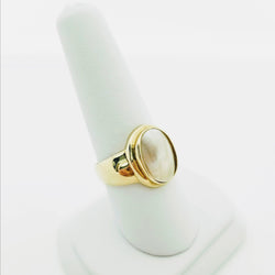Yellow Gold Oval Mabe Pearl Ring