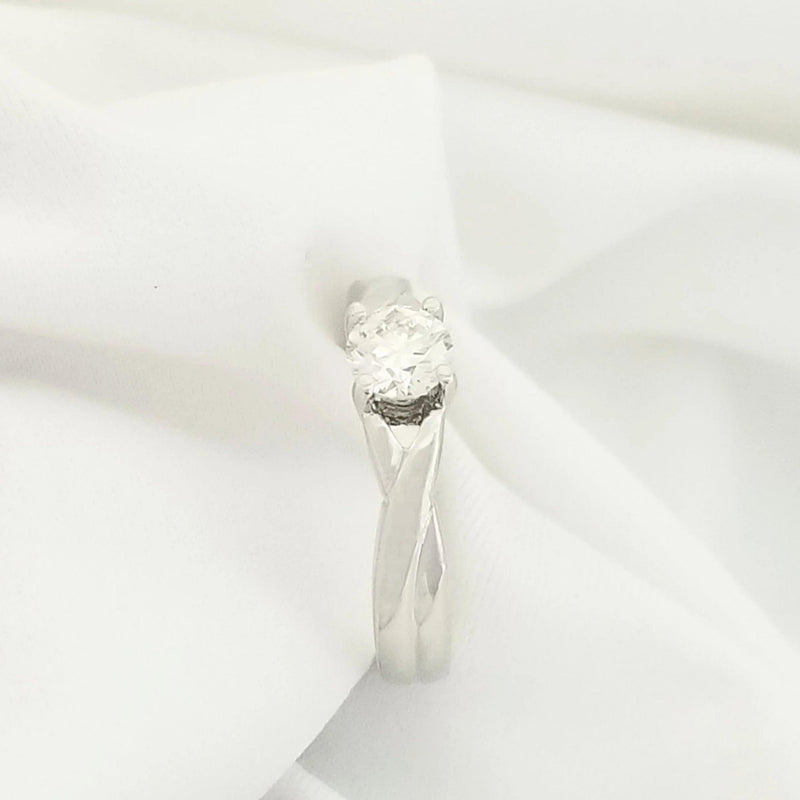 Solitaire Diamond Ring Cross Over Band - Cape Diamond Exchange