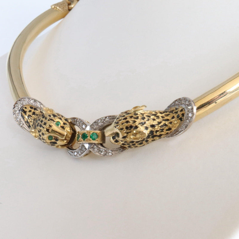 18kt Yellow gold Leopard's Head Necklace - cape diamond exchange