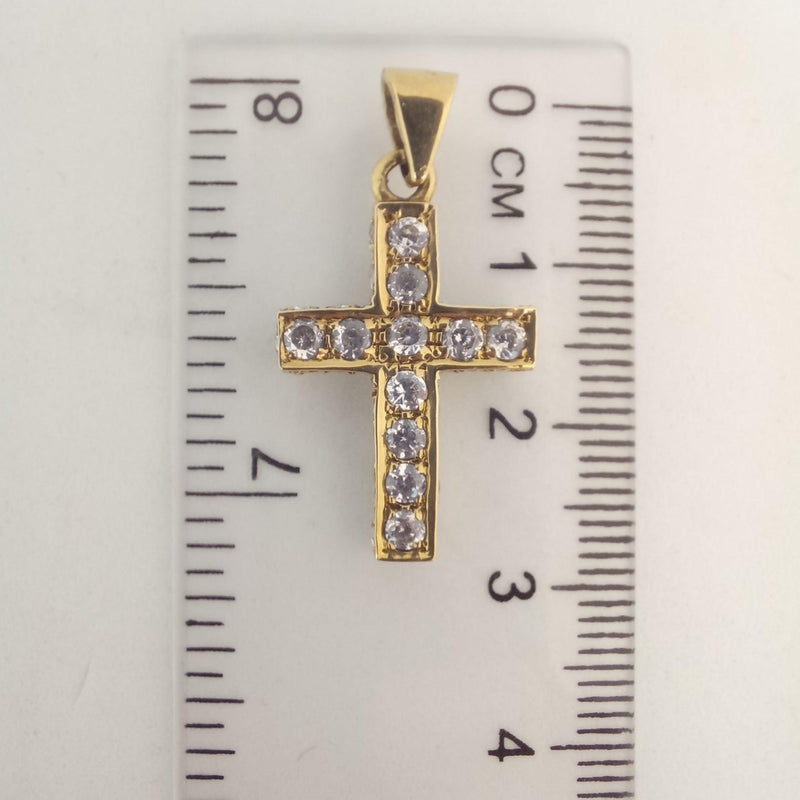 Yellow gold cross with cubic zirconia - Cape Diamond Exchange