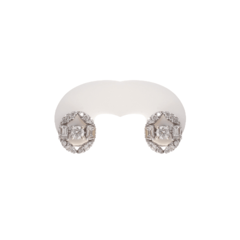 18kt Oval Shaped Diamond Stud Earrings - cape diamond exchange