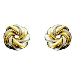 18 kt Yellow and White Gold Round Wavy Earrings - Cape Diamond Exchange