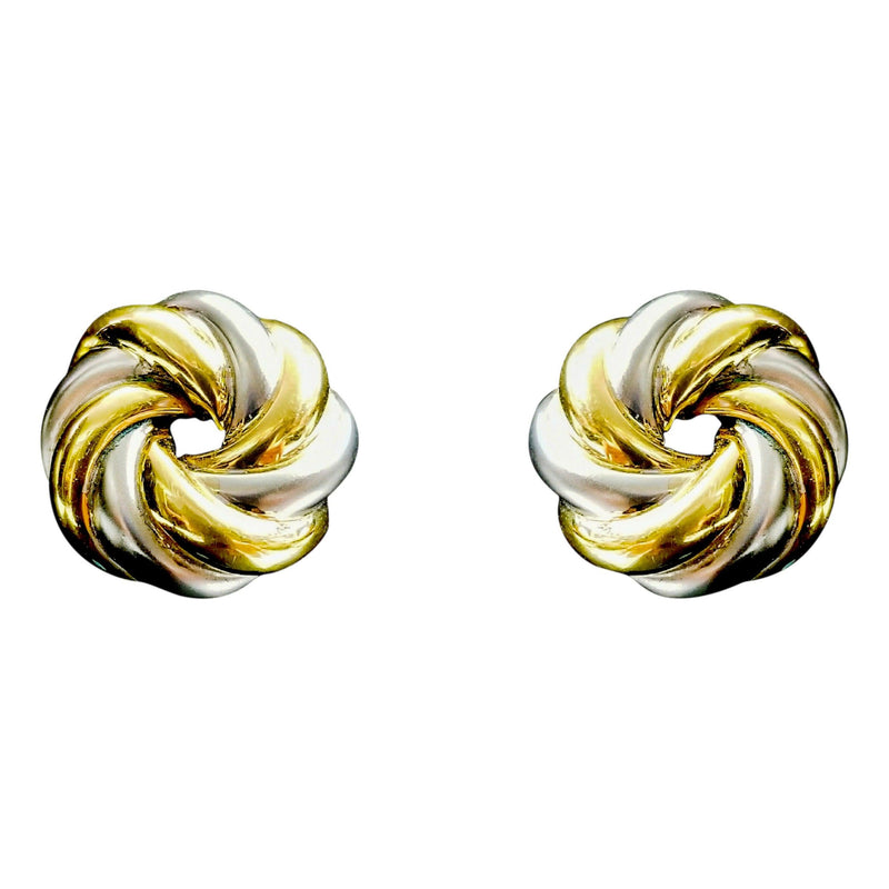 18 kt Yellow and White Gold Round Wavy Earrings - Cape Diamond Exchange
