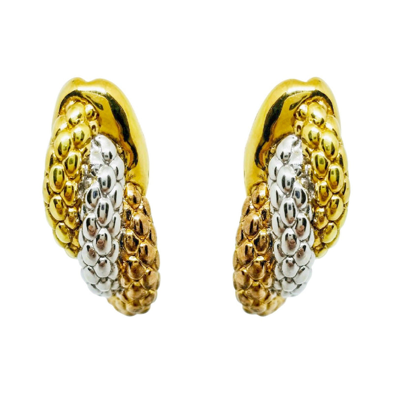 3 color 18 kt Gold Fope Link Earrings - Cape Diamond Exchange