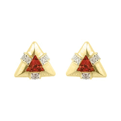 9 kt Yellow Gold Triangle earrings with Citrine and White Cubic Zircon - Cape Diamond Exchange