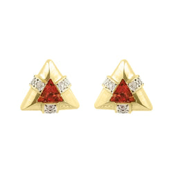 9 kt Yellow Gold Triangle earrings with Citrine and White Cubic Zircon - Cape Diamond Exchange