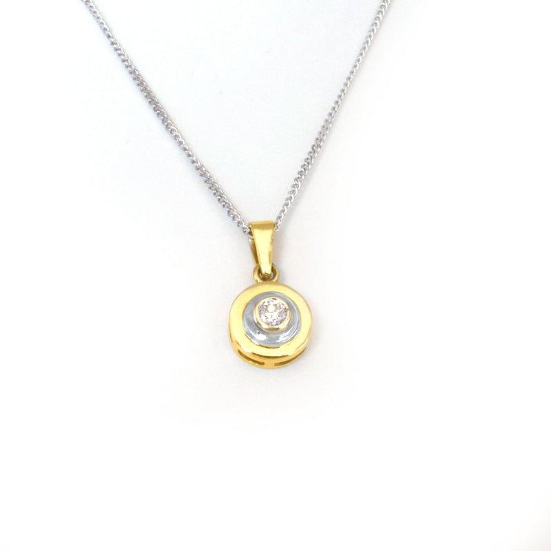 White and Yellow Gold Combination Round Pendant - cape diamond exchange 