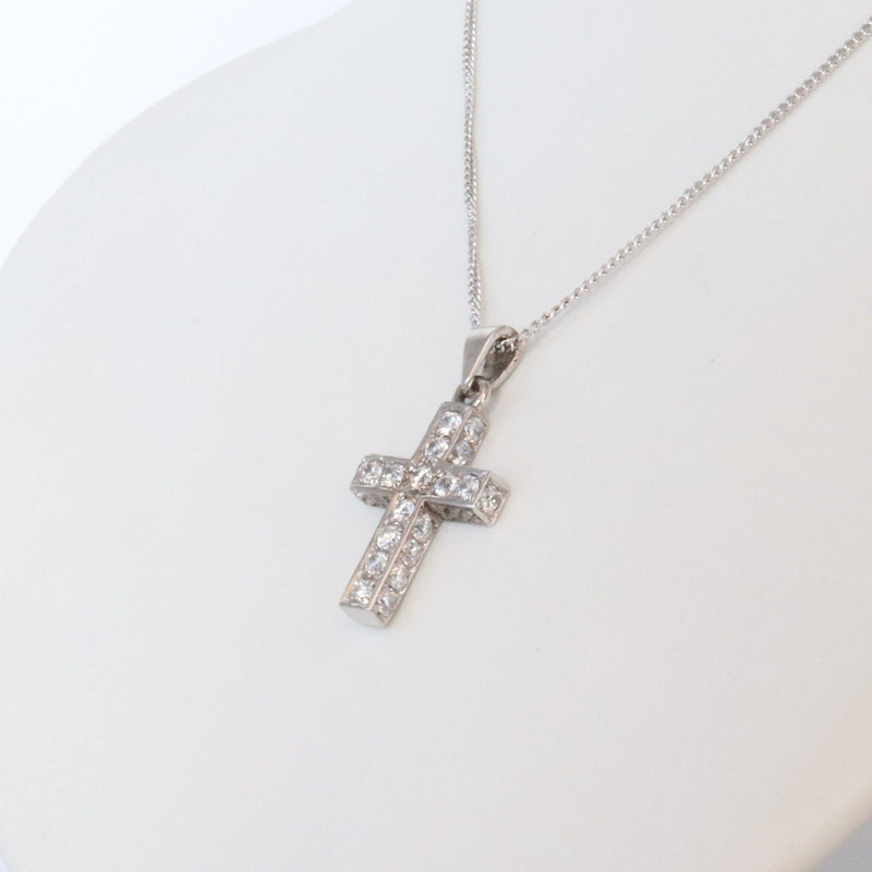 White Gold 3D Cross leftview - cape diamond exchange